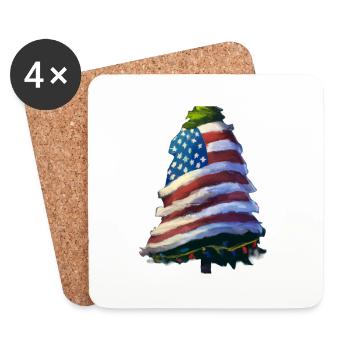 American Christmas Christmas Tree with US - Coasters (set of 4) - white - Front