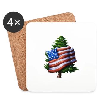American Christmas Christmas Tree with US - Coasters (set of 4) - white - Front