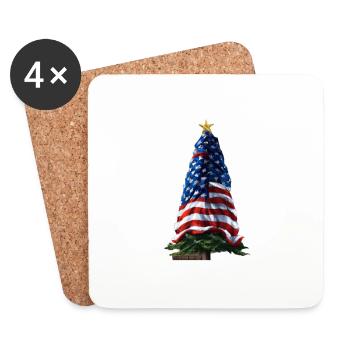 American Christmas Christmas Tree with US - Coasters (set of 4) - white - Front