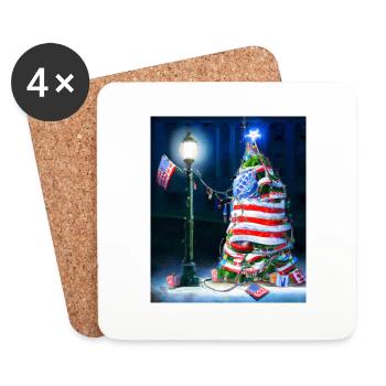 American Christmas Christmas Tree with US - Coasters (set of 4) - white - Front