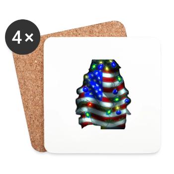 American Christmas Christmas Tree with US - Coasters (set of 4) - white - Front