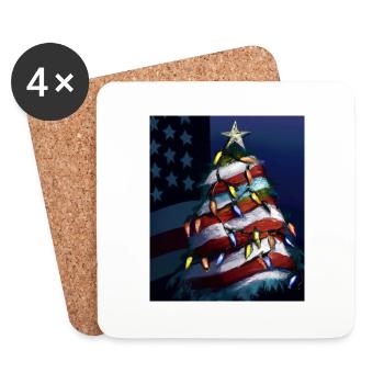 American Christmas Christmas Tree with US - Coasters (set of 4) - white - Front