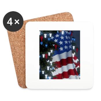American Christmas Christmas Tree with US - Coasters (set of 4) - white - Front