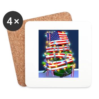 American Christmas Christmas Tree with US - Coasters (set of 4) - white - Front