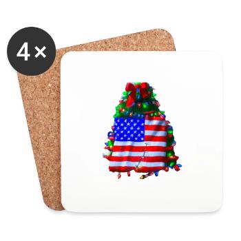 American Christmas Christmas Tree with US - Coasters (set of 4) - white - Front