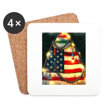 American Christmas Christmas Tree with US - Coasters (set of 4) - white - Front