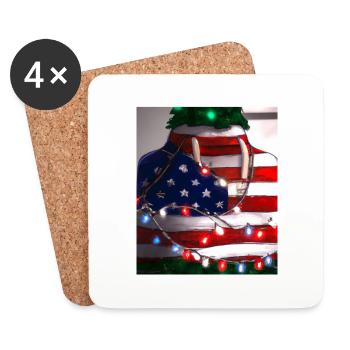 American Christmas Christmas Tree with US - Coasters (set of 4) - white - Front