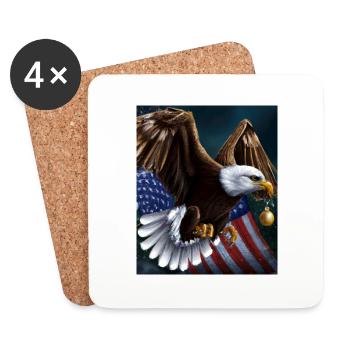 American Christmas White-tailed Eagle with US Flag - Coasters (set of 4) - white - Front