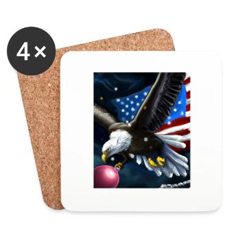 Amerikanisches Weihnachten Seeadler Mit US Flagge - Untersetzer (4er-Set) - Weiß - Vorne