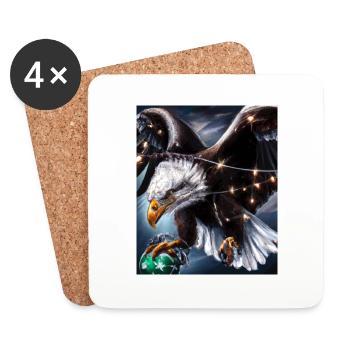 Pygargue à queue blanche de Noël américain avec - Dessous de verre (lot de 4) - blanc - Devant
