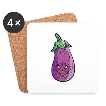 Halloween Eggplant Monster Healthy Food Lovers - Coasters (set of 4) - white - Front