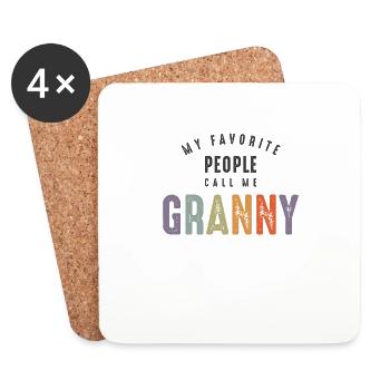 Mes gens préférés m’appellent Mamie - Grand-mère Maman - Dessous de verre (lot de 4) - blanc - Devant