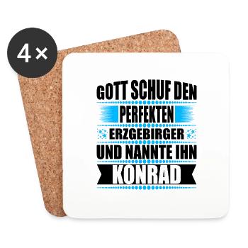 Erzgebirge Mann Namen Sachsen Konrad - Untersetzer (4er-Set) - Weiß - Vorne
