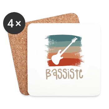 Vintage Retro Bassiste Guitare Basse - Dessous de verre (lot de 4) - blanc - Devant