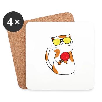 Funny Table Tennis Design Ping Pong Players Tourna - Coasters (set of 4) - white - Front