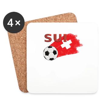 Drapeau de la Suisse - Dessous de verre (lot de 4) - blanc - Devant
