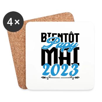 Cadeau Annonce grossesse bientôt Papy Mai 2023. - Dessous de verre (lot de 4) - blanc - Devant