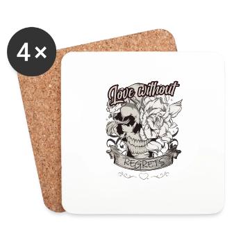 Love without remorse Skull with rose gift - Coasters (set of 4) - white - Front