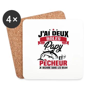 Papy Et pêcheur - Dessous de verre (lot de 4) - blanc - Devant