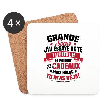 Grande Soeur J'ai essayé de te trouver des cadeaux - Dessous de verre (lot de 4) - blanc - Devant