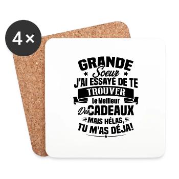 Grande Soeur J'ai essayé de te trouver des cadeaux - Dessous de verre (lot de 4) - blanc - Devant