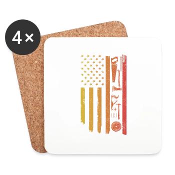 Amerikanische Flagge Holzbearbeitung lustige Tischler Arbeiter - Untersetzer (4er-Set) - Weiß - Vorne