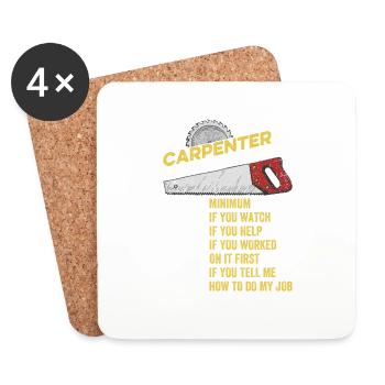 Charpentier Taux horaire Drôle de bricoleur de menuiserie - Dessous de verre (lot de 4) - blanc - Devant