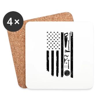 Amerikanische Flagge Holzbearbeitung Zimmermann Holzschreinerei - Untersetzer (4er-Set) - Weiß - Vorne