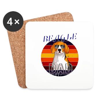 Beagle Dad Retro Dog Lover Dad Ever Beagle Father - Dessous de verre (lot de 4) - blanc - Devant