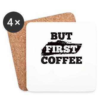 Café Sarcasme Amis Bonheur Joie Cappuccino - Dessous de verre (lot de 4) - blanc - Devant