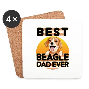 Meilleur père Beagle jamais drôle Beagle Lover Dog Dad - Dessous de verre (lot de 4) - blanc - Devant