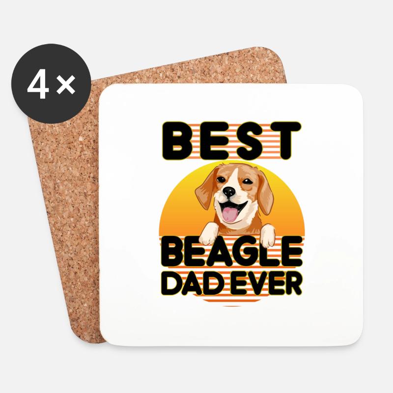 Best Beagle Dad Ever Funny Beagle Lover Dog Dad - Untersetzer (4er-Set) - Weiß