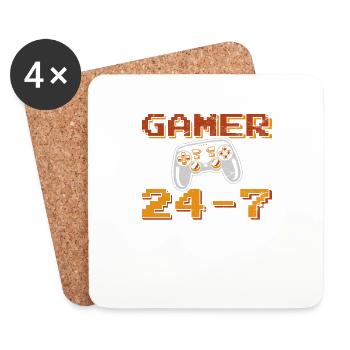 Gamer Funny Video Game Player 24-7 Gaming Kids Tea - Coasters (set of 4) - white - Front