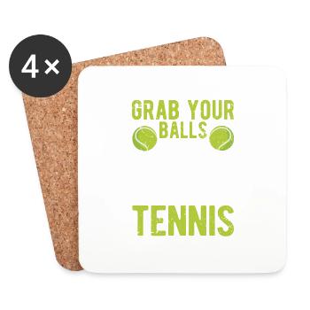 Schnappt euch eure Bälle, wir gehen zum Tennis - Untersetzer (4er-Set) - Weiß - Vorne