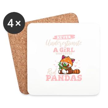 Fille qui aime les pandas roux Zoologiste Panda drôle Lo - Dessous de verre (lot de 4) - blanc - Devant
