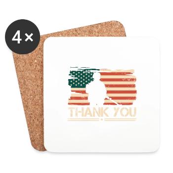 American Flag Thank you Veterans Proud Veteran USA - Coasters (set of 4) - white - Front