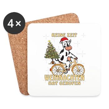 KUH FAHRRAD KEINE ZEIT WEIHNACHTEN - Untersetzer (4er-Set) - Weiß - Vorne