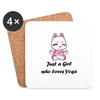 Juste une fille qui aime Yoga - Dessous de verre (lot de 4) - blanc - Devant