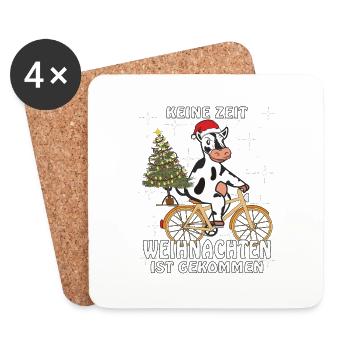 KUH FAHRRAD WEIHNACHTEN IST GEKOMMEN - Untersetzer (4er-Set) - Weiß - Vorne
