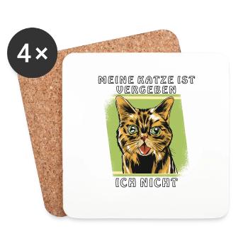 MEINE KATZE IST VERGEBEN - Untersetzer (4er-Set) - Weiß - Vorne