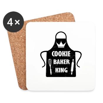 Cookie Baker King Chef Christmas Crown Roller - Coasters (set of 4) - white - Front
