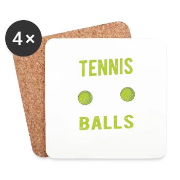 Blagues d’entraîneur de passionnés de sport: joueur de tennis - Dessous de verre (lot de 4) - blanc - Devant