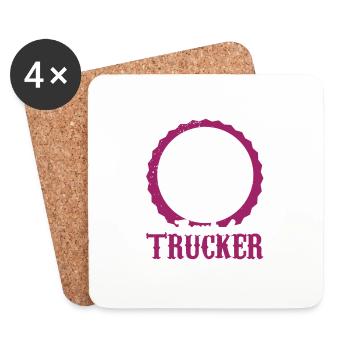 Camionneur disant camion - Dessous de verre (lot de 4) - blanc - Devant