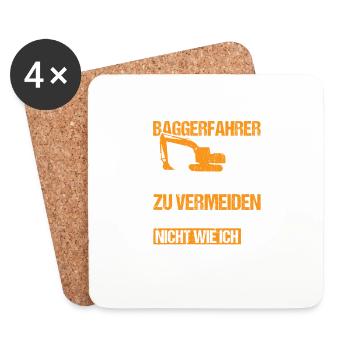 Bagger Baggerfahrer Baustelle - Untersetzer (4er-Set) - Weiß - Vorne