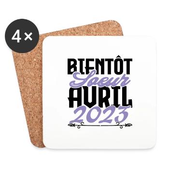 Annonce grossesse. bientôt Sœur Avril 2023.soeur - Dessous de verre (lot de 4) - blanc - Devant