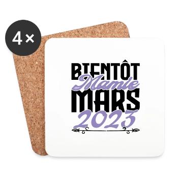 Annonce grossesse. bientôt Mamie Mars 2023. - Dessous de verre (lot de 4) - blanc - Devant