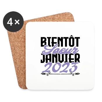 Annonce grossesse. bientôt Sœur Janvier 2023.soeur - Dessous de verre (lot de 4) - blanc - Devant