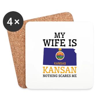 Rien ne me fait peur Kansan femme Kansas - Dessous de verre (lot de 4) - blanc - Devant