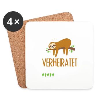 Faultier Sloth Langschläfer Spruch Nachthemd - Untersetzer (4er-Set) - Weiß - Vorne