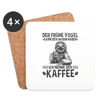Faultier Kaffee Spruch Sloth Büro Morgenmuffel - Untersetzer (4er-Set) - Weiß - Vorne